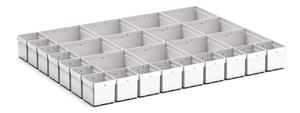 27 Compartment Box Kit 100+mm High x 800W x650D drawer Bott100% extension Drawer units 800 x 650 for Labs and Test facilities 49/43020770 Cubio Plastic Box Kit EKK 86100 27 Comp.jpg